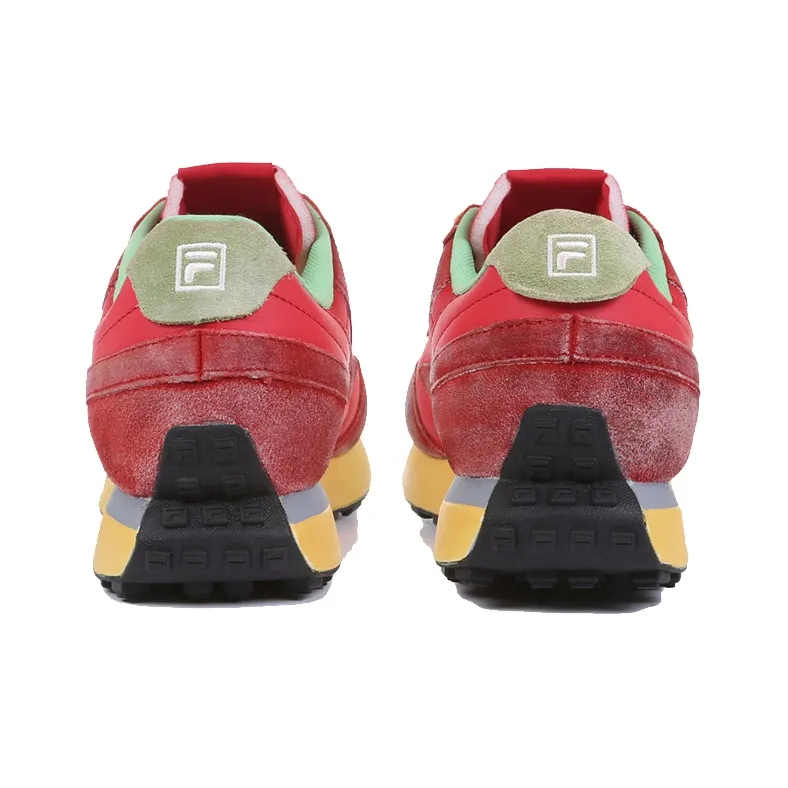 FILA Pontino Washing Pontino Washing Cushioned Slip Resistant Breathable Low Top Casual Shoes Unisex Red Korean Style-3