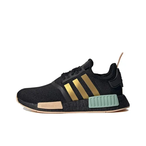 Adidas NMD R1 Black Gold Metallic Halo Amber Women's