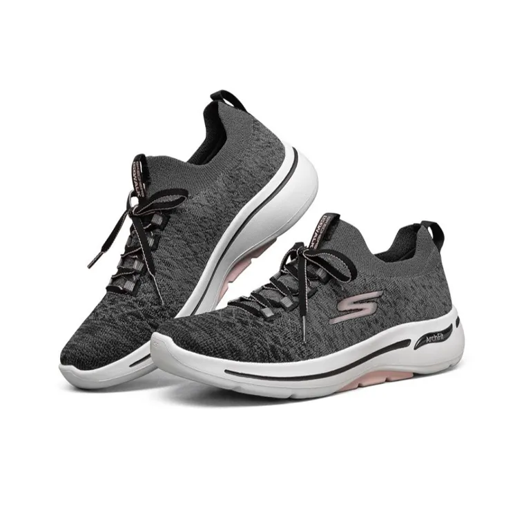 Skechers Go Walk Arch Fit Running Shoes Grey/White/Black Women's-2