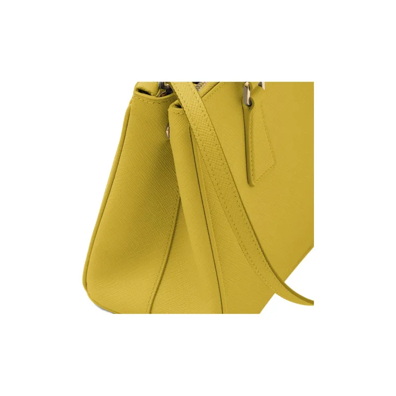PRADA Galleria Killer Bag Leather Shoulder Bag Crossbody Bag Handbag Small Size Women's Yellow-4