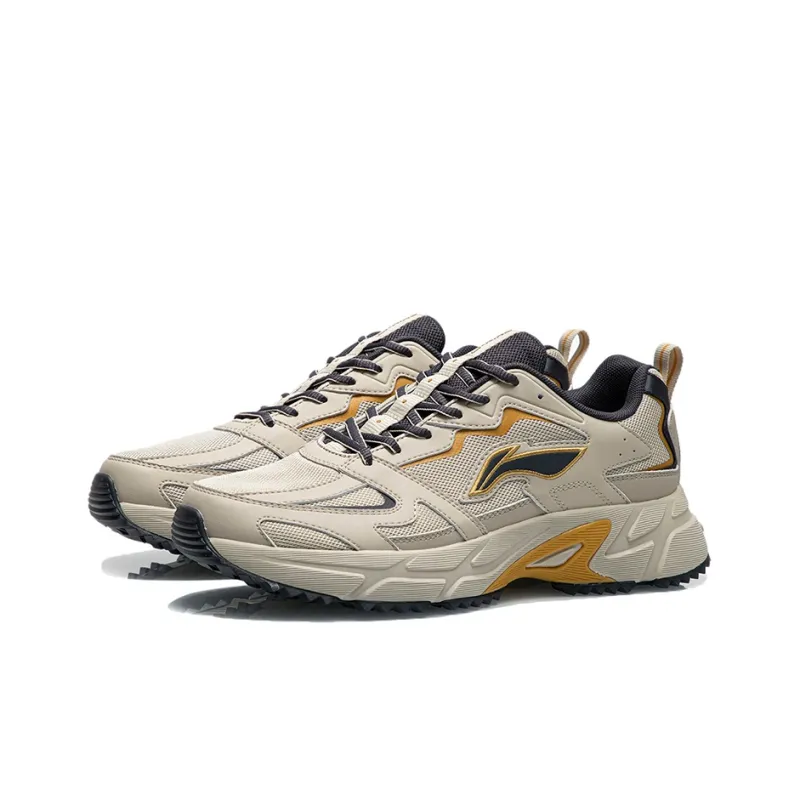 LiNing Support Trendy Non slip Lightweight Low Top Sports Casual Shoes Men's Beige Yellow-2