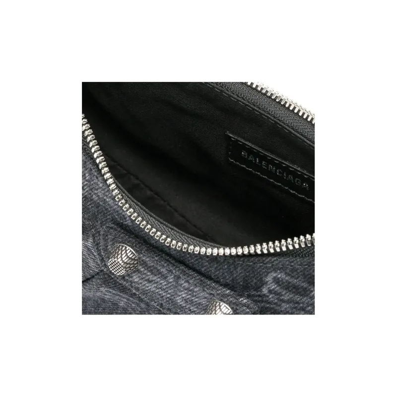 Balenciaga Le Cagole Cotton And Denim Crossbody Bags Shoulder Bags Mini Women's Black-3