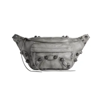 Balenciaga Le Cagole Fine-Grained Lambskin Fanny Pack Medium Size Men's Gray