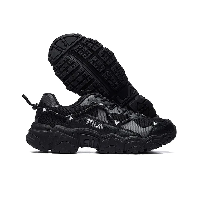 FILA Cat Claw Slip Resistant Breathable Low Top Casual Shoes Men's Black-4