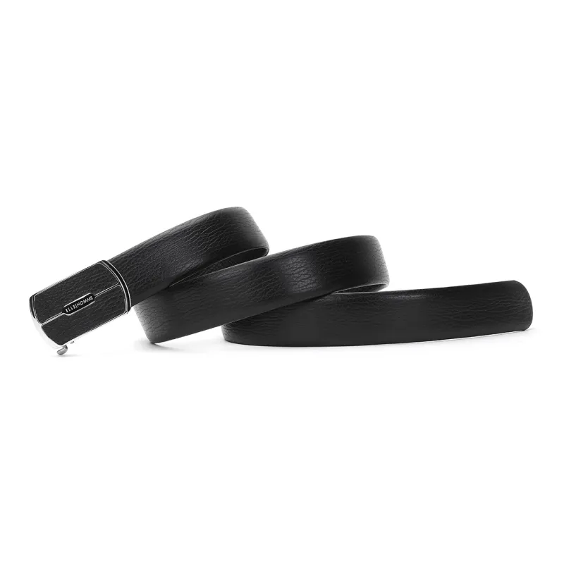 ELLE HOMME Automatic Buckle Belt Top Grain Cow Leather, Black With Metal Buckle, Width 3.7cm Men's-2