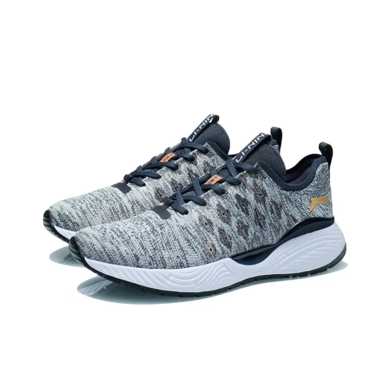 LiNing Soft Cushioned Anti Slip Wear Resistant Breathable Lightweight Low Top Casual Shoes Men's Ink Water Gray-2