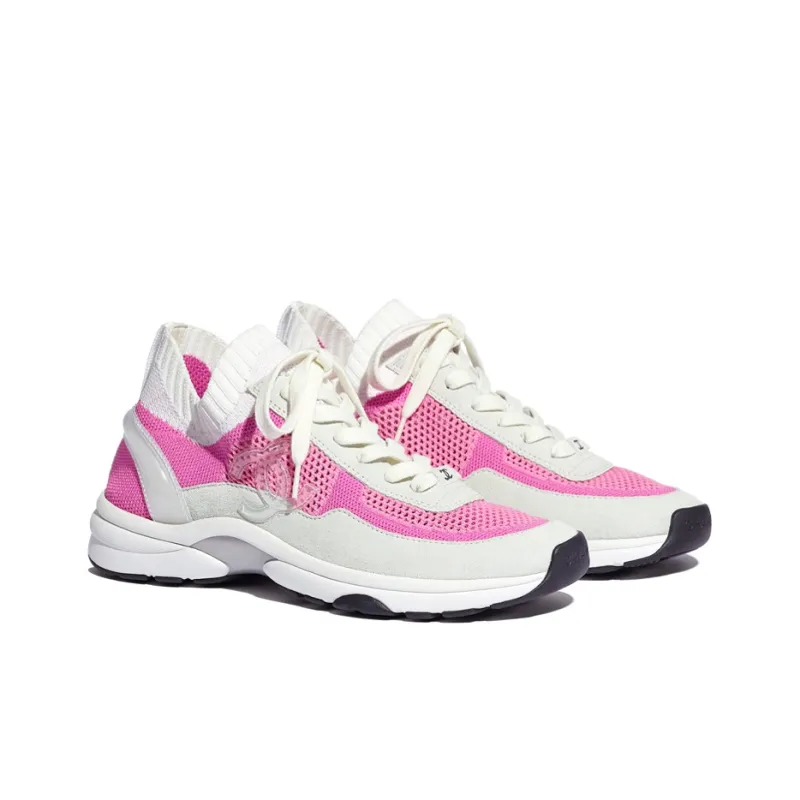 CHANEL Low Top Casual Shoes Women's Pink White-2