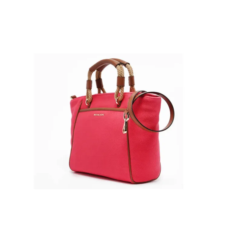 MICHAEL KORS Talia Cotton Canvas Tote Bag Shopping Bag Shoulder Bag Crossbody Bag Handbag Small Size Women's Pink-1