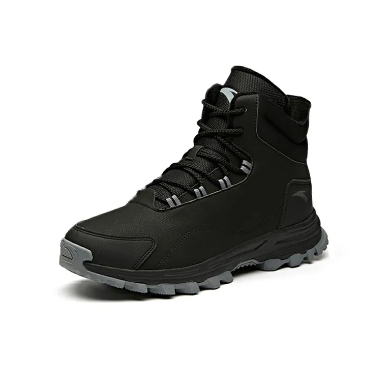 Anta Anti Slip And Wear Resistant Height Increasing Warm High Top Sports Casual Shoes Black-1