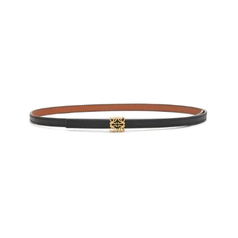 LOEWE Logo Pattern Decoration Smooth Buckle Leather Belts Women's Brown-1
