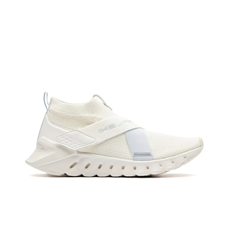 Anta Running Collection Cushioned Wear-Resistant Lightweight Breathable Mid-Top Casual Shoes Women's White Blue-1
