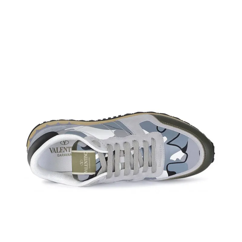 Valentino Rockrunner Low Top Athletic Shoes Men's Blue Camouflage-3