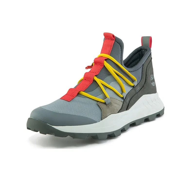 Timberland Brooklyn Leather And Fabric Oxford Trainers 'Medium Grey Mesh With Red'-2