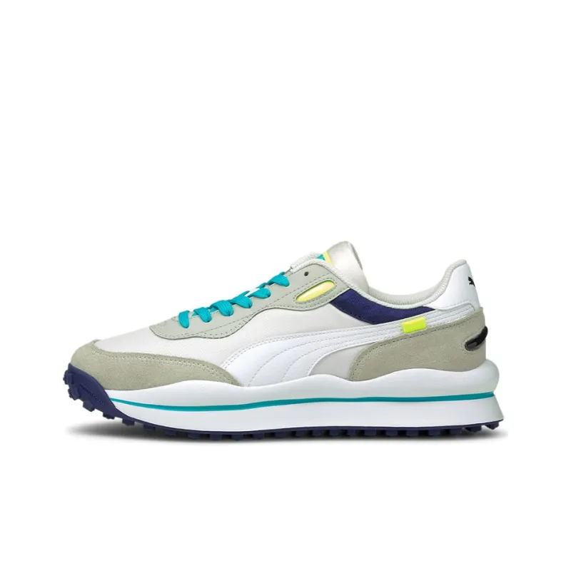 PUMA Style Rider Skies Cushioning Anti-Slip And Wear-Resistant Low-Top Casual Shoes Men's White Gray Blue-0