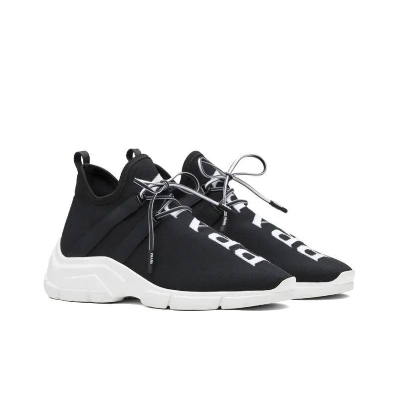 PRADA Knit Logo Sneakers 'Black' Women's-2