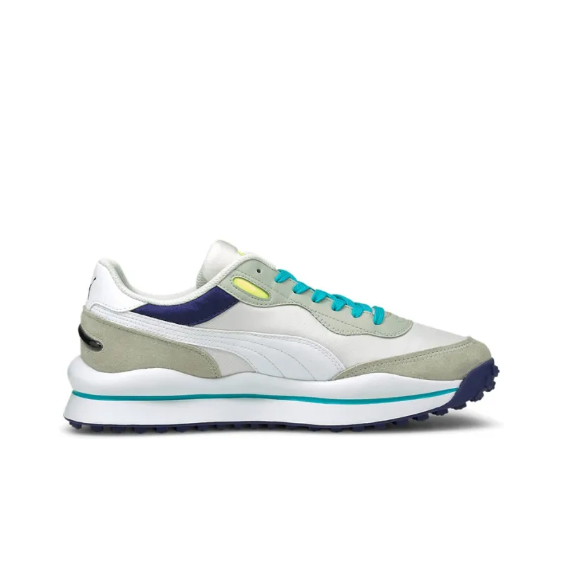 PUMA Style Rider Skies Cushioning Anti-Slip And Wear-Resistant Low-Top Casual Shoes Men's White Gray Blue-1