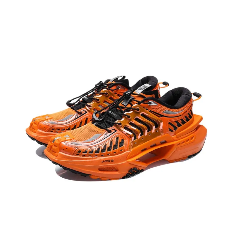 LiNing Xuankong Cushioning Anti Slip And Wear Resistant Coverage Support Low Top Sports Casual Shoes Men's Orange Black-2