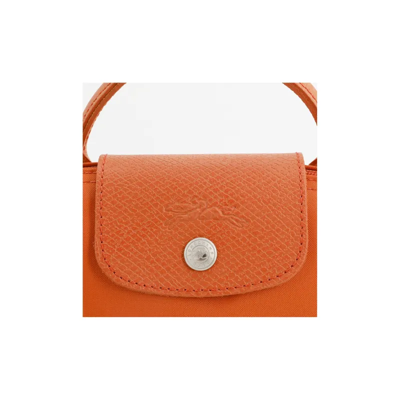 LONGCHAMP Le Pliage Green Recycled Canvas With Leather Trim Canvas Bag Dumpling Bag Handbags Women's Orange-4