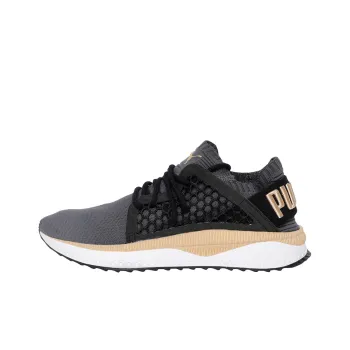PUMA Tsugi Netfit Evoknit Cushioned Slip-Resistant Lightweight Low-Top Casual Shoes Women's Black Gray Gold