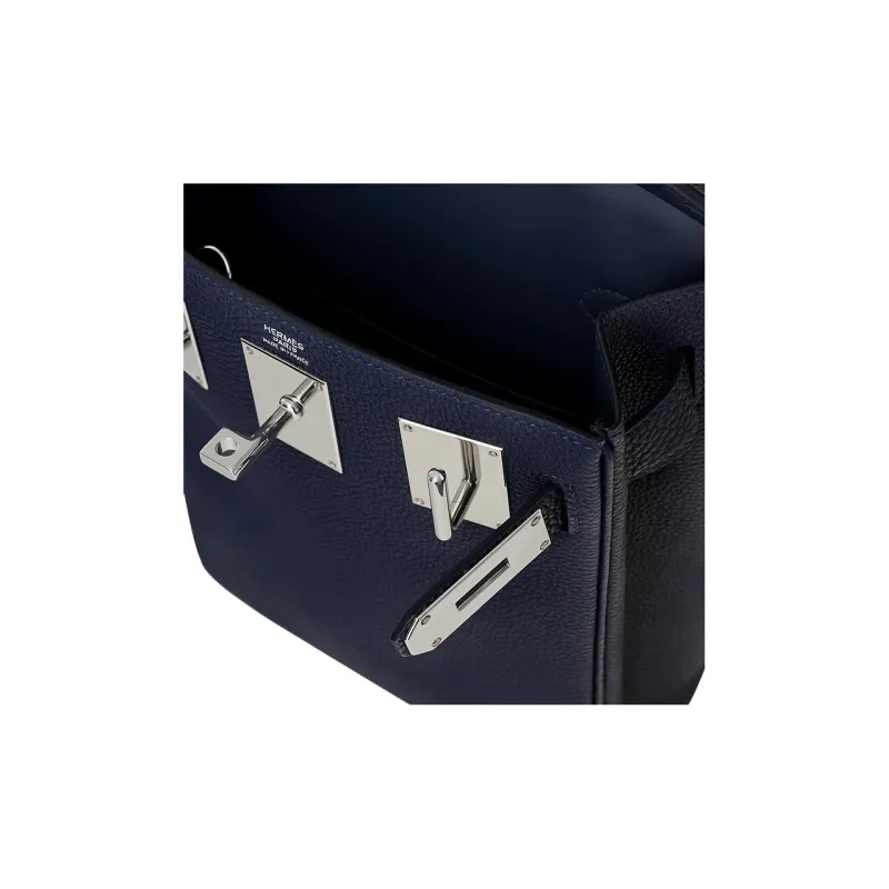 HERMES Hac A Dos Togo Calfskin Shoulder Bag Crossbody Bag Small Size Men's Bleu Nuit Midnight Blue-3