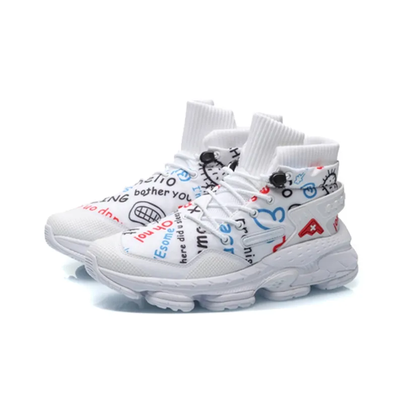 LiNing CF Countflow AMMO Cushioning Anti Slip And Wear Resistant High Top Casual Shoes Men's White Red Blue-2