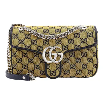 GUCCI GG Marmont Leather Binding Quilting Canvas Crossbody Canvas Bag, Shoulder Bag Women's