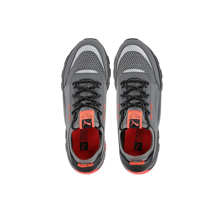 PUMA RS-0 Cushioning Anti-Slip And Wear-Resistant Low-Top Casual Shoes Men's Gray Black Orange-2