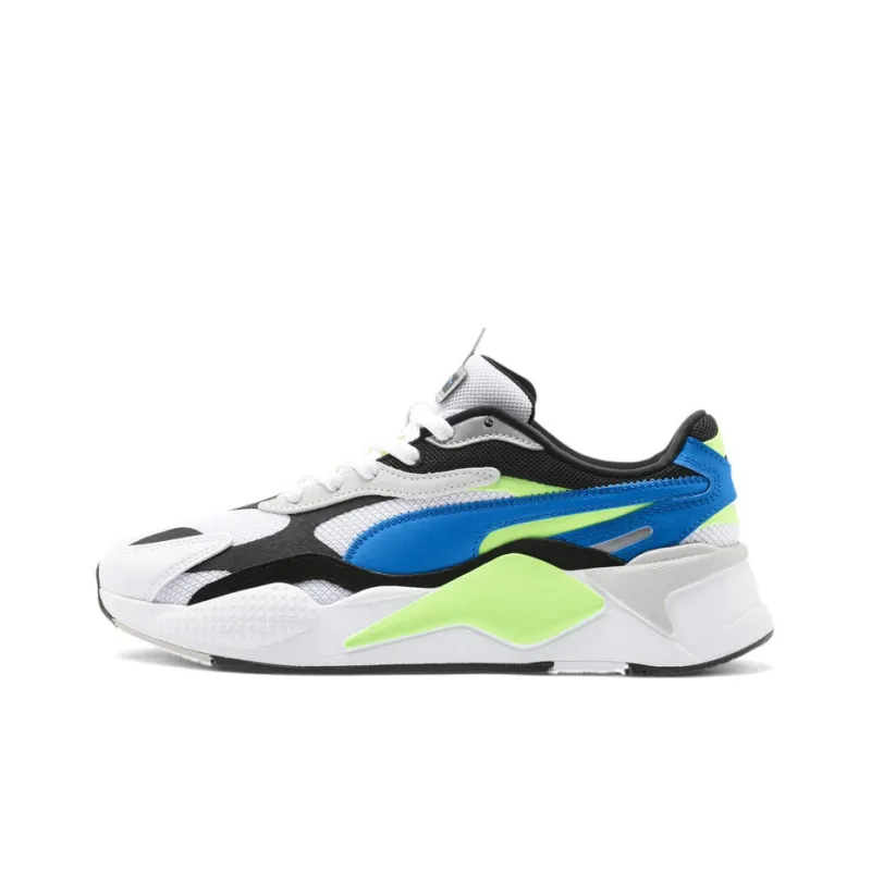 PUMA RS-X³ Puzzle Soft Cushioning Wear-Resistant Low-Top Casual Shoes Unisex White Blue Black-0