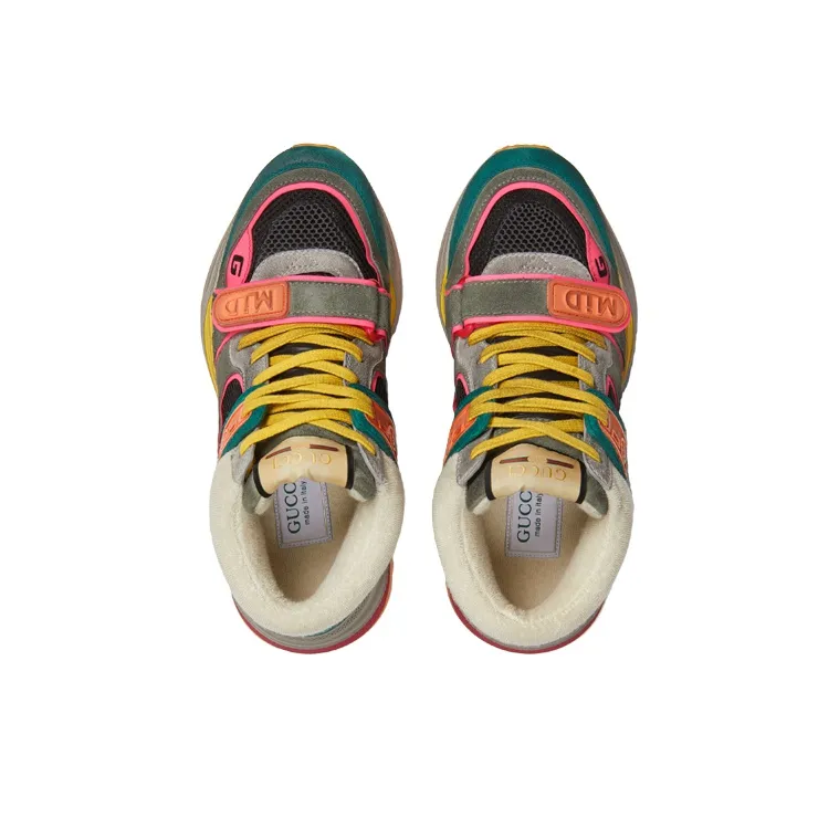 GUCCI Ultrapace Mid Top Athletic Shoes Casual Shoes Women's Gray Green-2