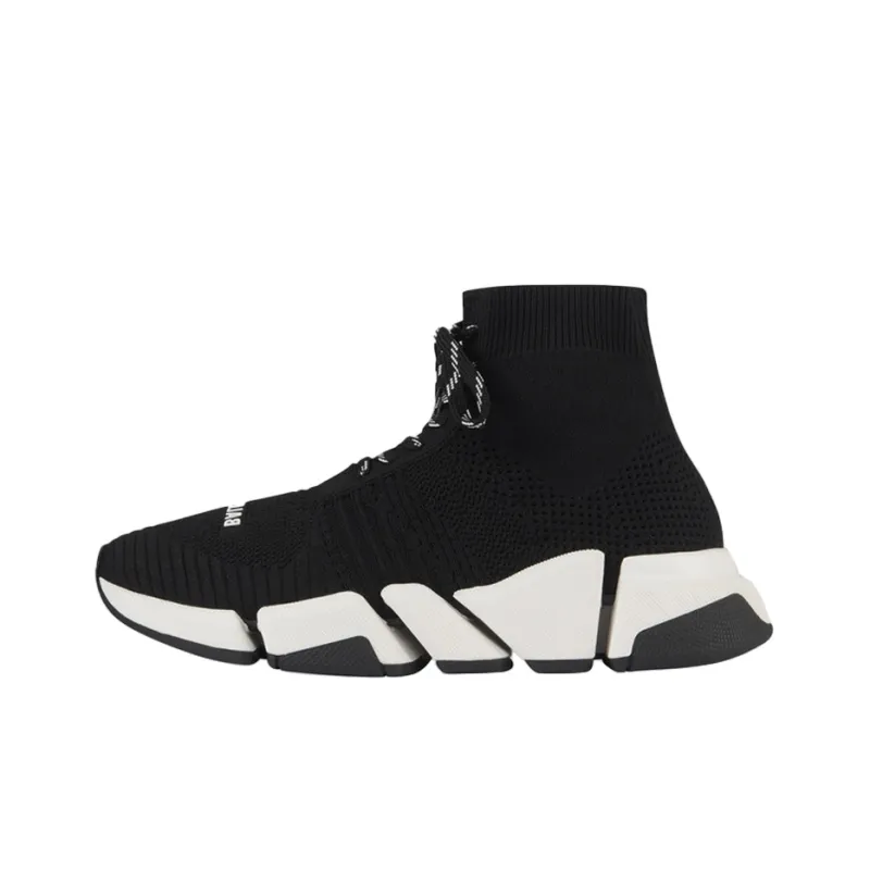 Balenciaga Speed 2.0 Lace Up Black White Women's-0