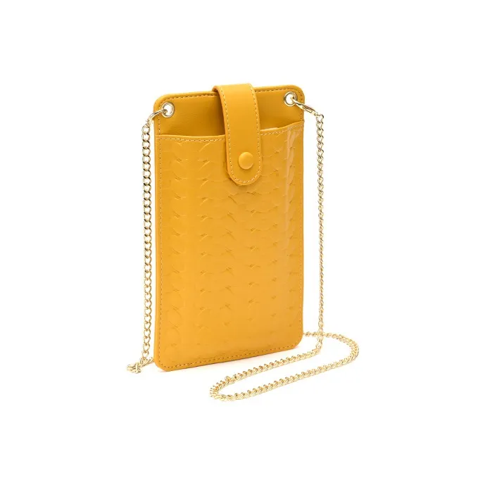 HAWA PU Crossbody Bag Chain With Cell Phone Pouch Small Size Women's Yellow/Red/Blue/Black/Pink/Dry Red/Apricot-7
