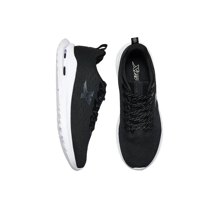 XTEP Breathable Mesh Comfortable Athletic Shoes Cushioned Slip Resistant Low Top Running Shoes Men's Black-2