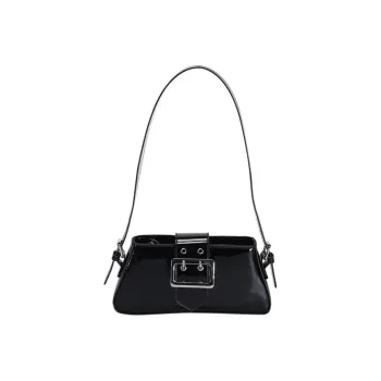 NOMK PU Leather Small Square Bag Shoulder Bag Baguette Bag Shoulder Bag Medium Size Women's Silver