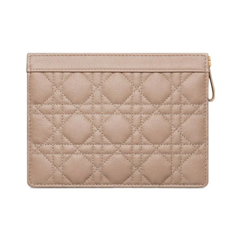 DIOR Wicker Pattern Quilting Calfskin One Shoulder Crossbody Chain Bag Clutch Women's Hazelnut Berry-4