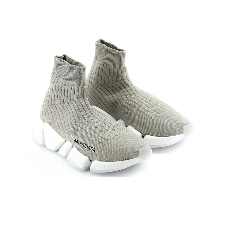 Balenciaga Speed Trainer Rib Knit Light Gray Women's-2
