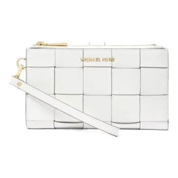 MICHAEL KORS Adele Leather Wrist Bag Wallet Women's White