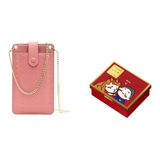 HAWA PU Crossbody Bag Chain With Cell Phone Pouch Small Size Women's Yellow/Red/Blue/Black/Pink/Dry Red/Apricot-12