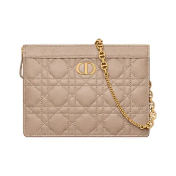 DIOR Wicker Pattern Quilting Calfskin One Shoulder Crossbody Chain Bag Clutch Women's Hazelnut Berry