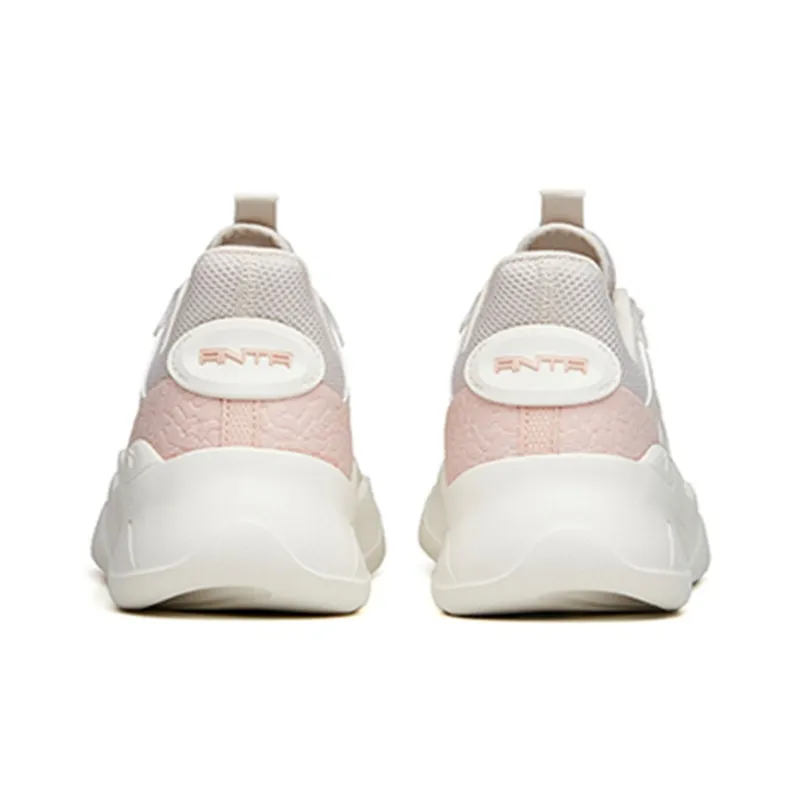 Anta Life Collection Chao Bai Cushioned Slip-Resistant Breathable Low-Top Casual Shoes Women's Ivory White-4
