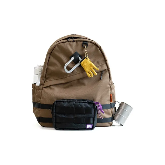 MYBRANDORIGINAL Nylon Backpack Medium Size Unisex Dark Khaki-3