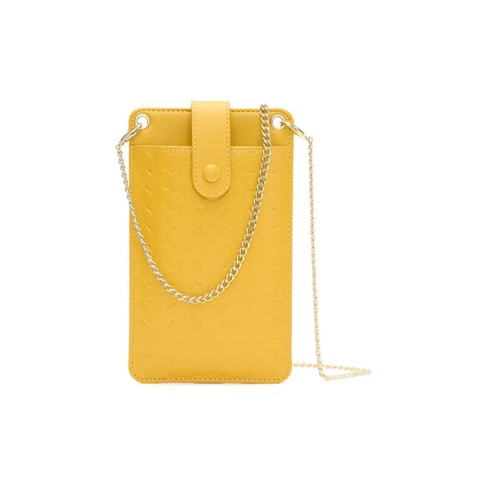 HAWA PU Crossbody Bag Chain With Cell Phone Pouch Small Size Women's Yellow/Red/Blue/Black/Pink/Dry Red/Apricot-5