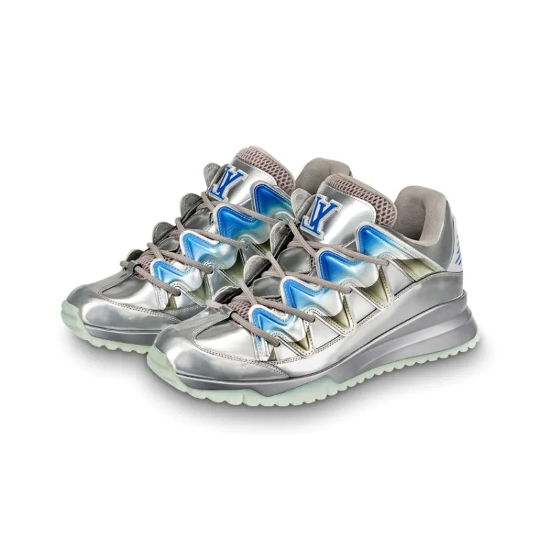 LOUIS VUITTON Zig Zag Non slip Lightweight Low Top Casual Shoes Men's Bright Silver-2