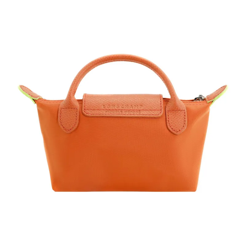 LONGCHAMP Le Pliage Green Recycled Canvas With Leather Trim Canvas Bag Dumpling Bag Handbags Women's Orange-2