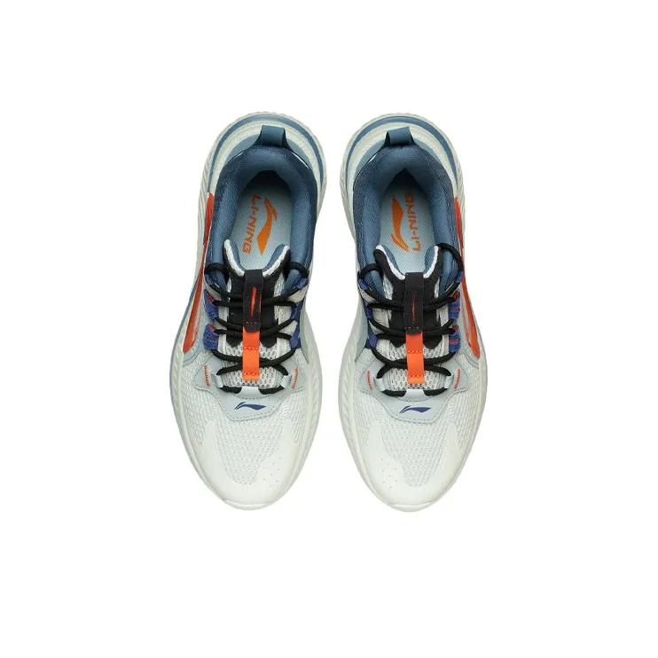 LiNing Spark Cushioning Anti-Slip Wear-Resistant Breathable Lightweight Coverage Low-Top Sports Casual Shoes White Blue-3