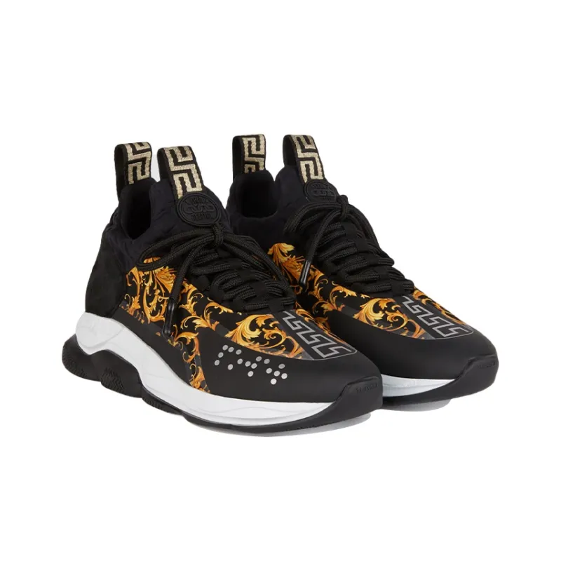 VERSACE Cross Chainer Baroque Print Black White Women's-2