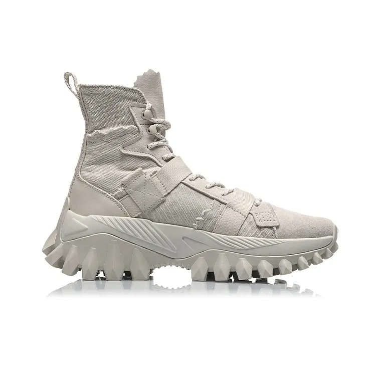 LiNing CF Cushioned Slip Resistant Abrasion Resistant High Top Sports Casual Shoes Men's Antarctic Gray-1
