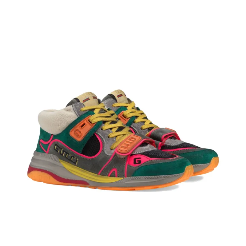 GUCCI Ultrapace Mid Top Athletic Shoes Casual Shoes Women's Gray Green-1