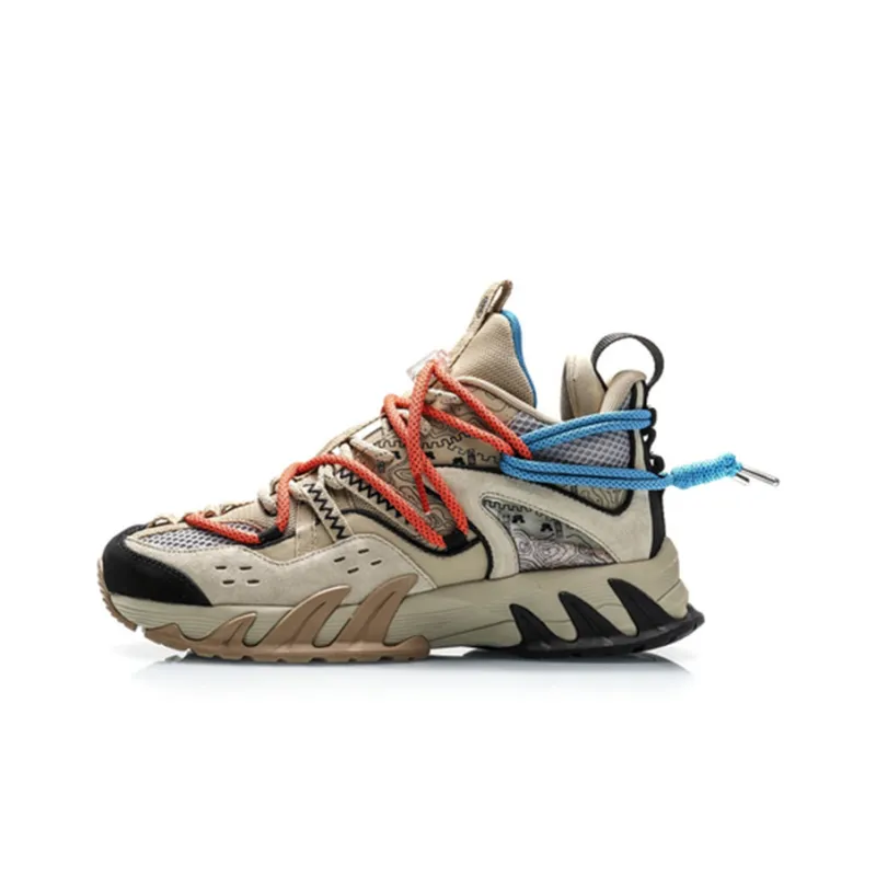 LiNing Xiao Yao Xing Anti Slip Wear Resistant Low Top Sports Casual Shoes Men's Plain Khaki-0