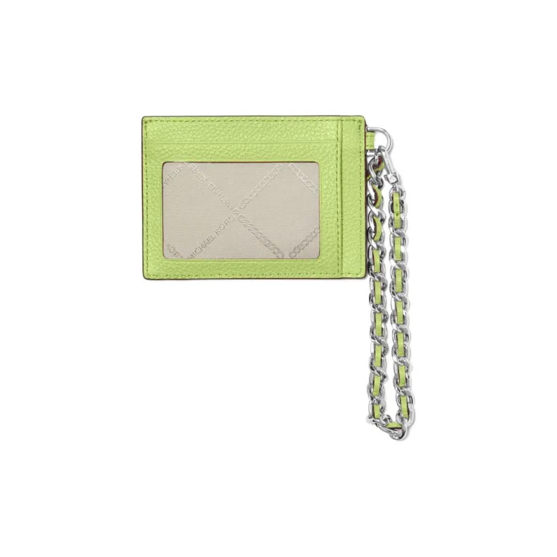 MICHAEL KORS Litchi Grain Leather Card Holder Trumpets Women's Lime-1