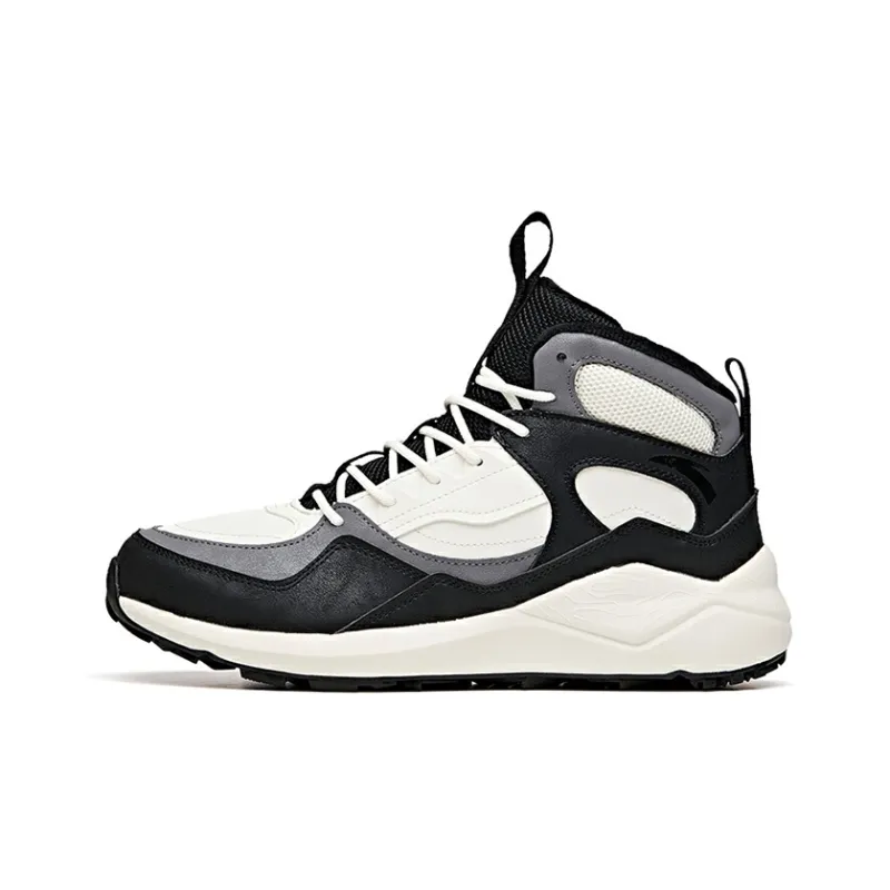Anta Life Collection Cushioned Anti Slip And Wear Resistant Warm High Top Casual Shoes Men's Black White-0